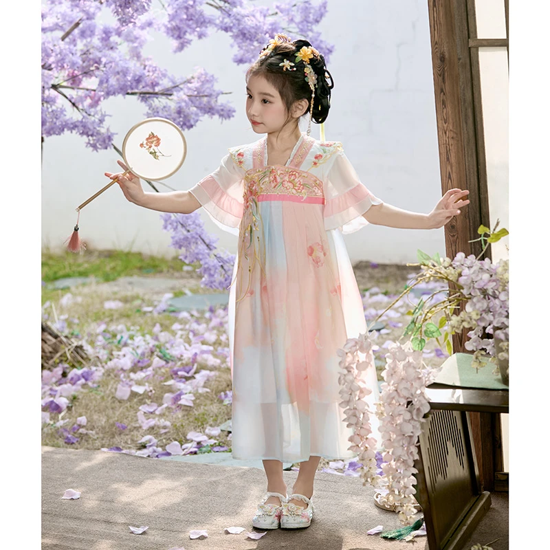 花仙汉服女童新款夏款儿童古风超仙国风演出六一中国风女孩古装