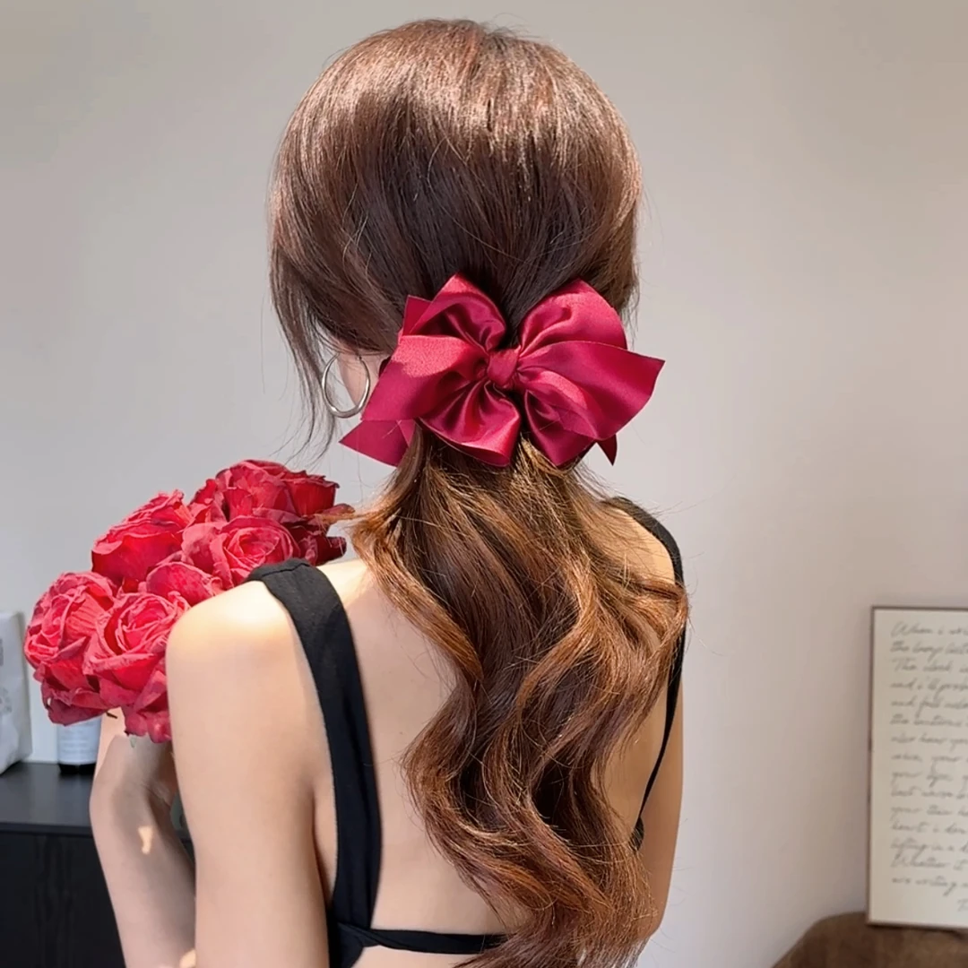 不规则蝴蝶结香蕉夹～横竖都能夹！新款大号立体烫边蝴蝶结香蕉夹