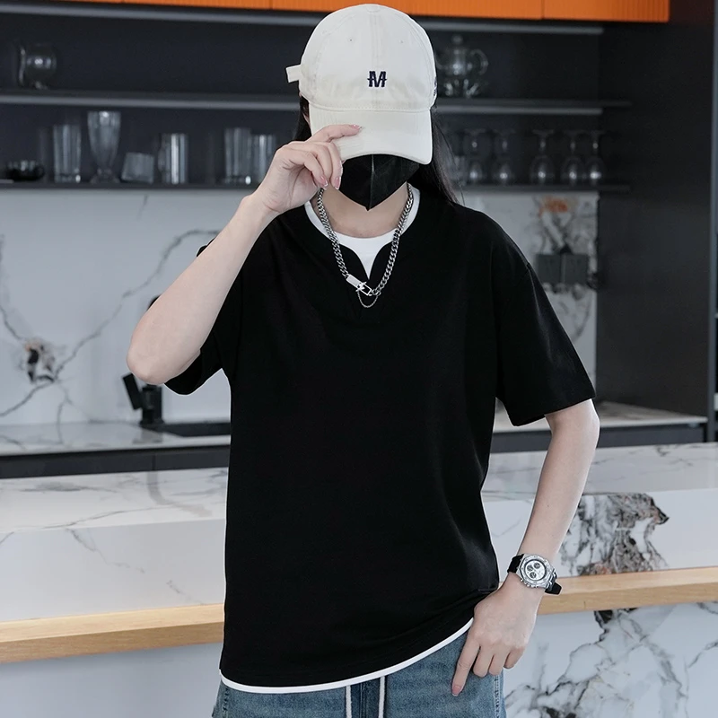 2025新款高级款短袖男t恤夏季新款休闲潮流宽松半袖男百搭男款