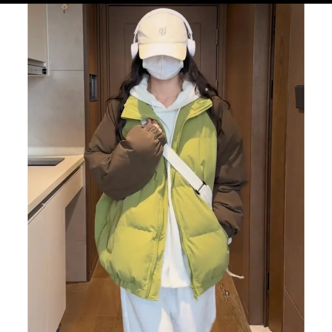 冬季面包服立领擦肩袖加厚棉服情侣宽松时尚百搭韩版棉衣