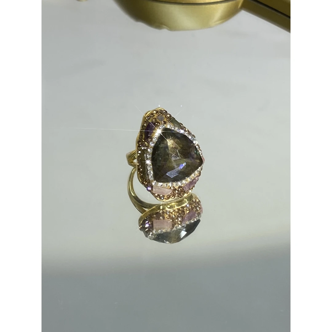 铜合金合成锆石戒指 TTSD 水滴形时尚潮流百搭款戒指 216