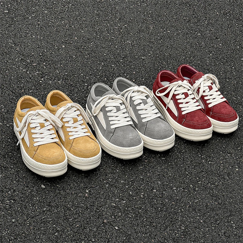 潮牌德训鞋厚底新款ro休闲板鞋男款复古磨砂倒三角增高百搭鞋子女