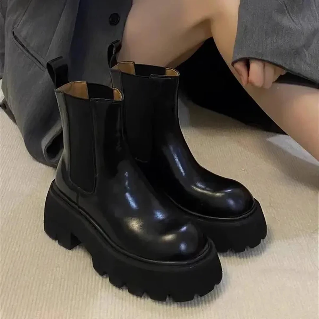 【维米克设计师版】明星同款小个子增高切尔西靴女英伦风松糕厚底