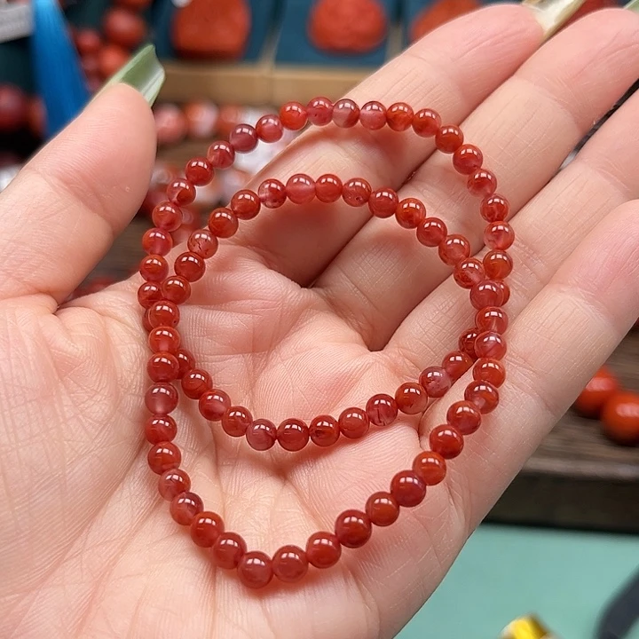 未镶嵌手串南红玛瑙瓦西火焰纹4mm+
