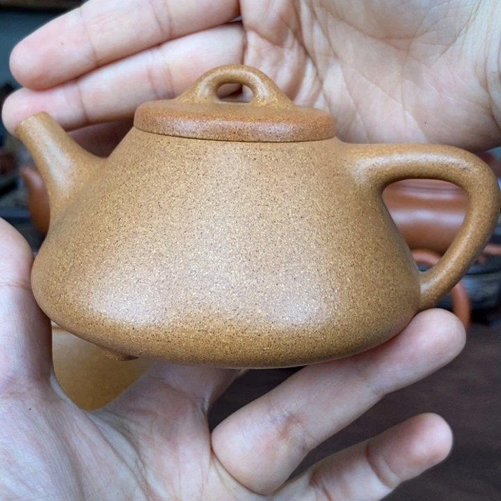 茶壶紫砂老宕口黄金段子冶石瓢壶