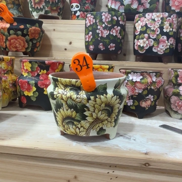 景德镇手绘花盆陶瓷14/11微瑕