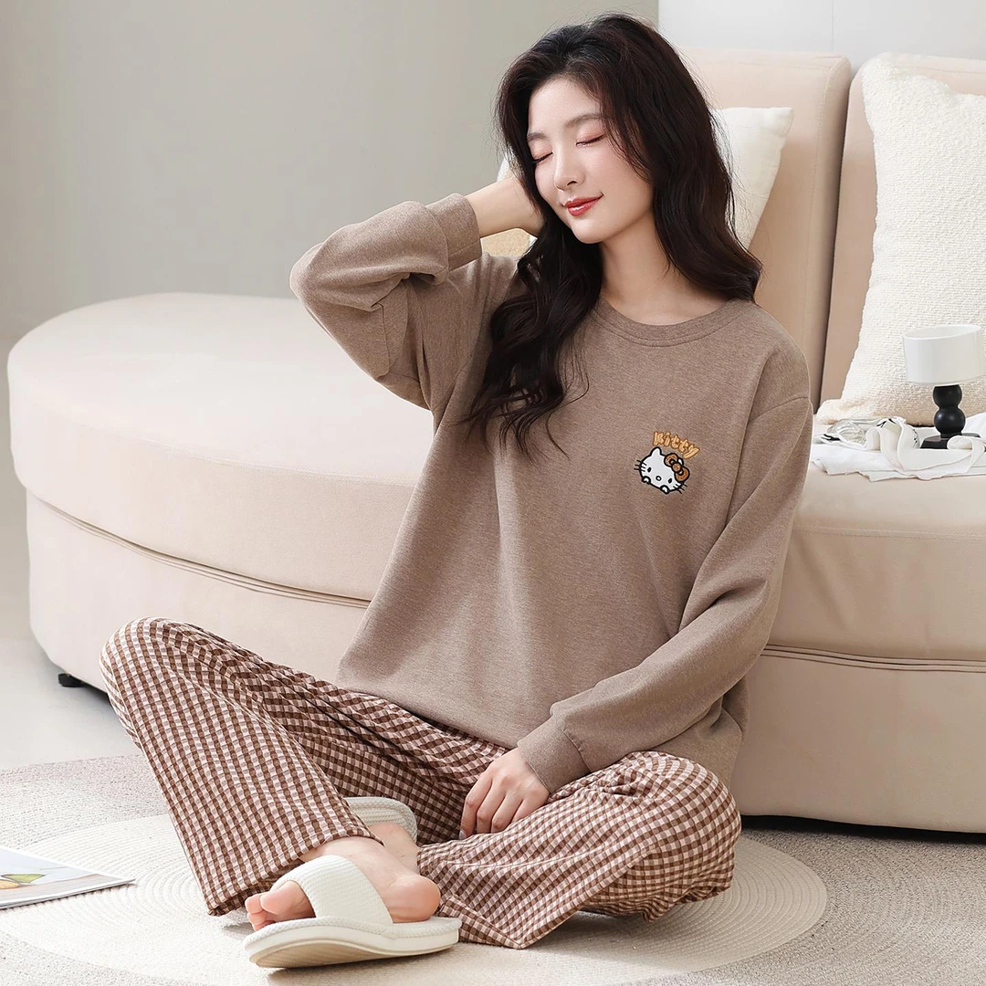 俞兆林2025秋冬加厚羊毛蚕丝德绒保暖女士睡衣凯蒂猫休闲家居服