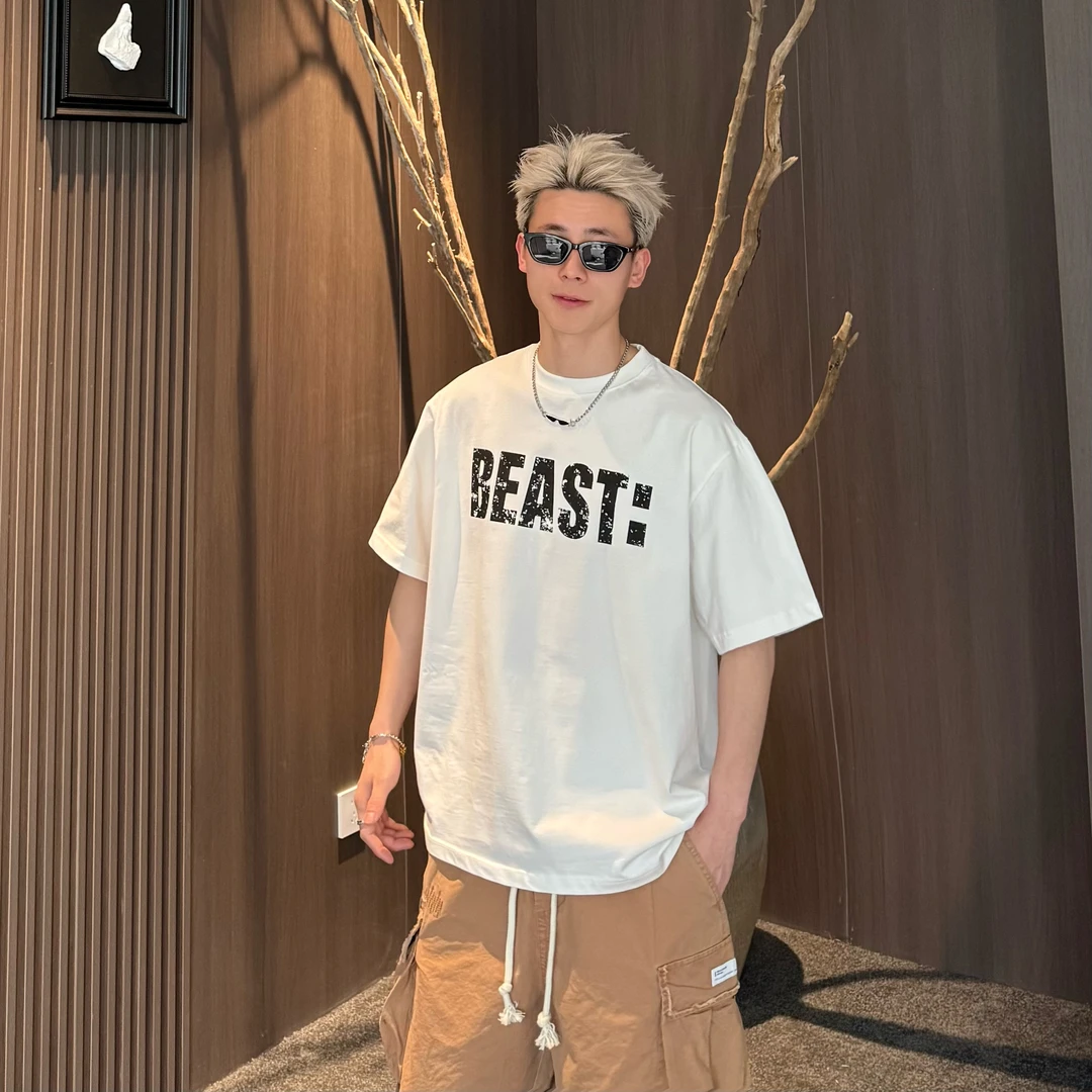 2025夏季新款男士纯棉短袖T恤简约时尚圆领上衣t恤男宽松2457