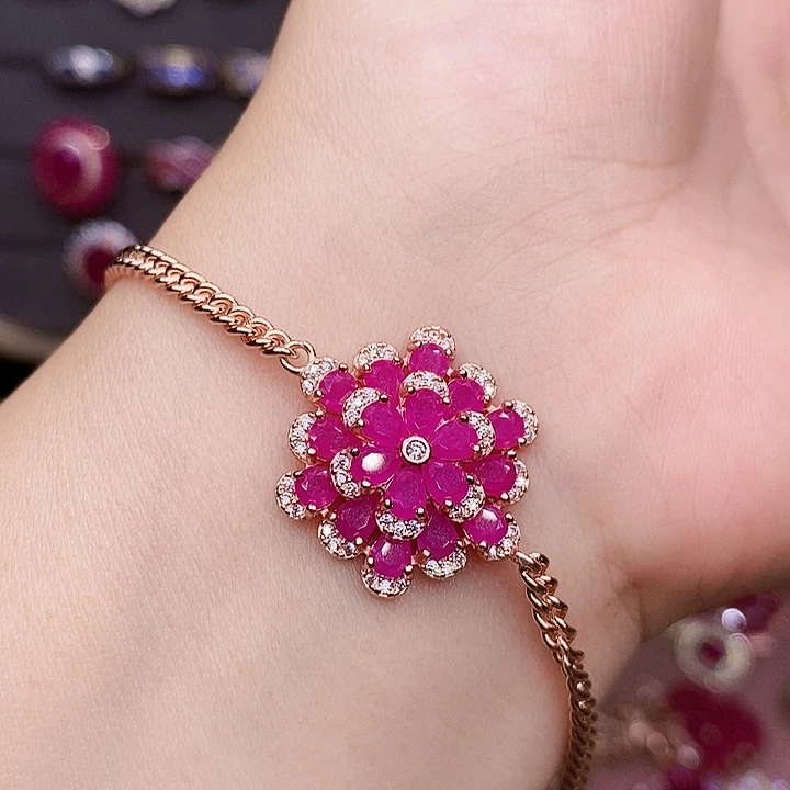 手链银S925镶嵌红宝石