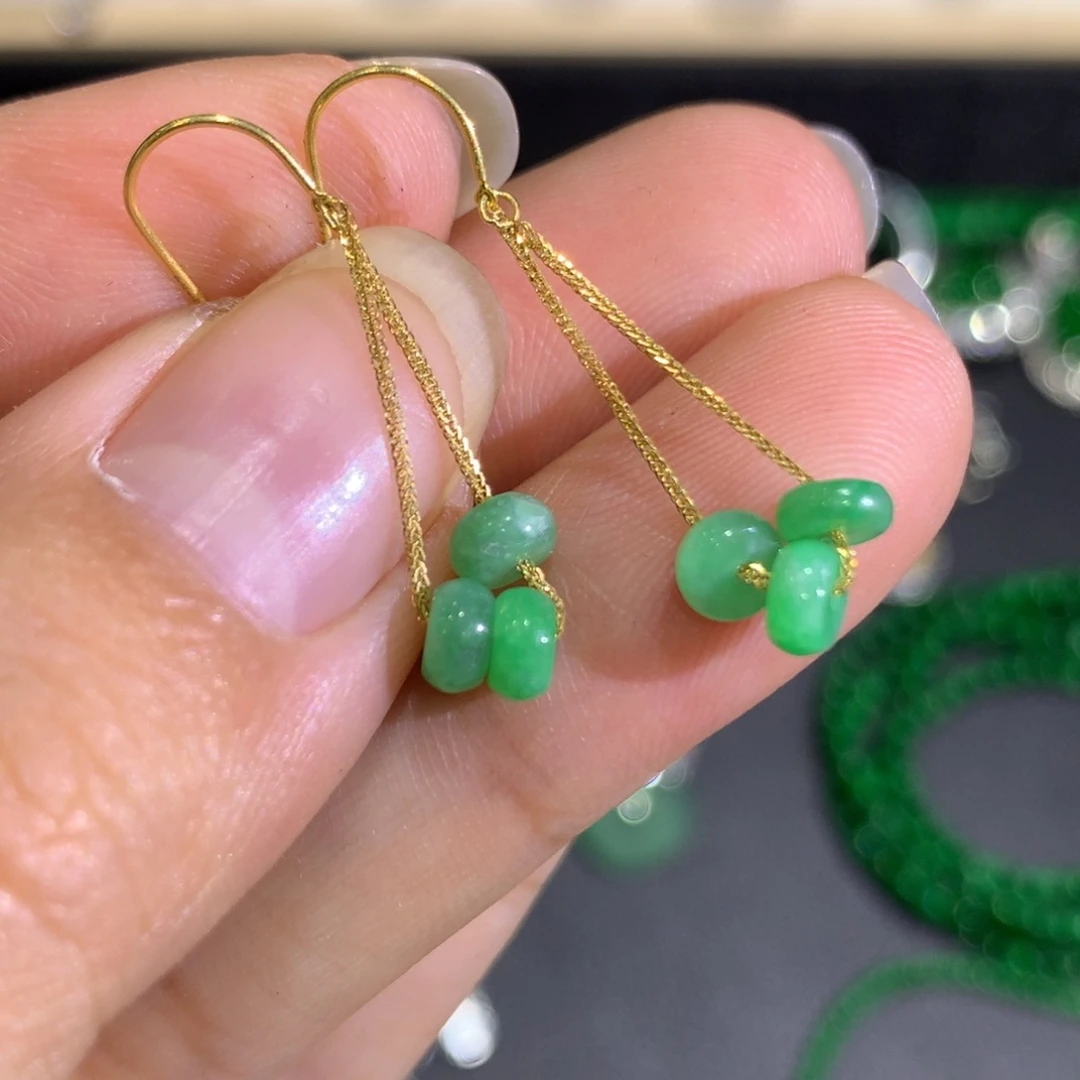 翡翠耳饰18K金镶嵌1、