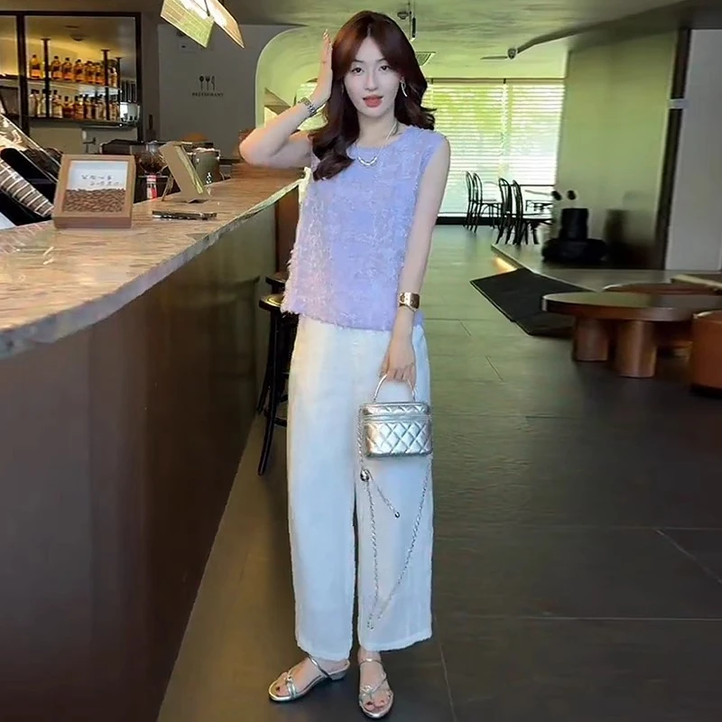 新中式NS风套装女2025夏季新款洋气流苏无袖上衣阔腿裤气质两件套
