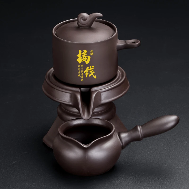 搞钱紫砂家用手工茶具套装高档轻奢懒人泡茶石磨茶壶茶杯整套定制