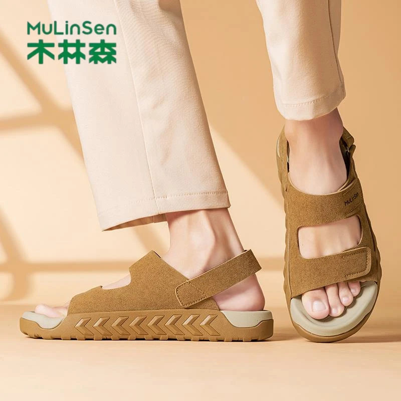 木林森拖鞋软底正品凉拖休闲男士凉鞋新款户外一字拖2025罗马