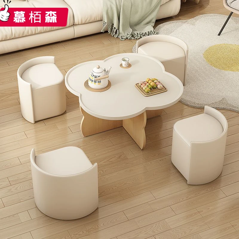 奶油风茶几客厅2025新款小户型现代简约设计师创意网红圆形茶桌