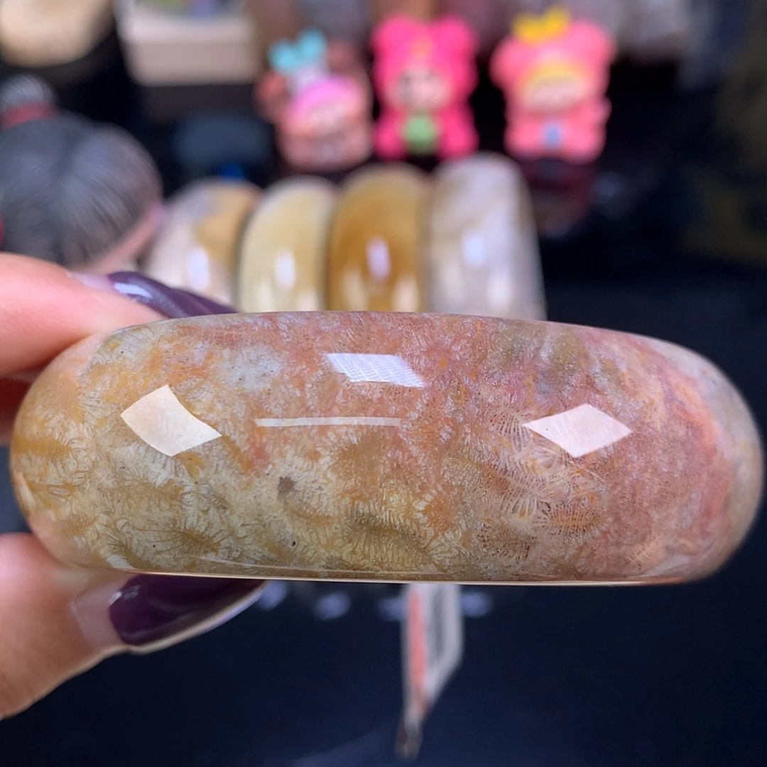 【闪购商品】颈饰未镶嵌硅化珊瑚（珊瑚玉）彩虫纹57.1口（22号）