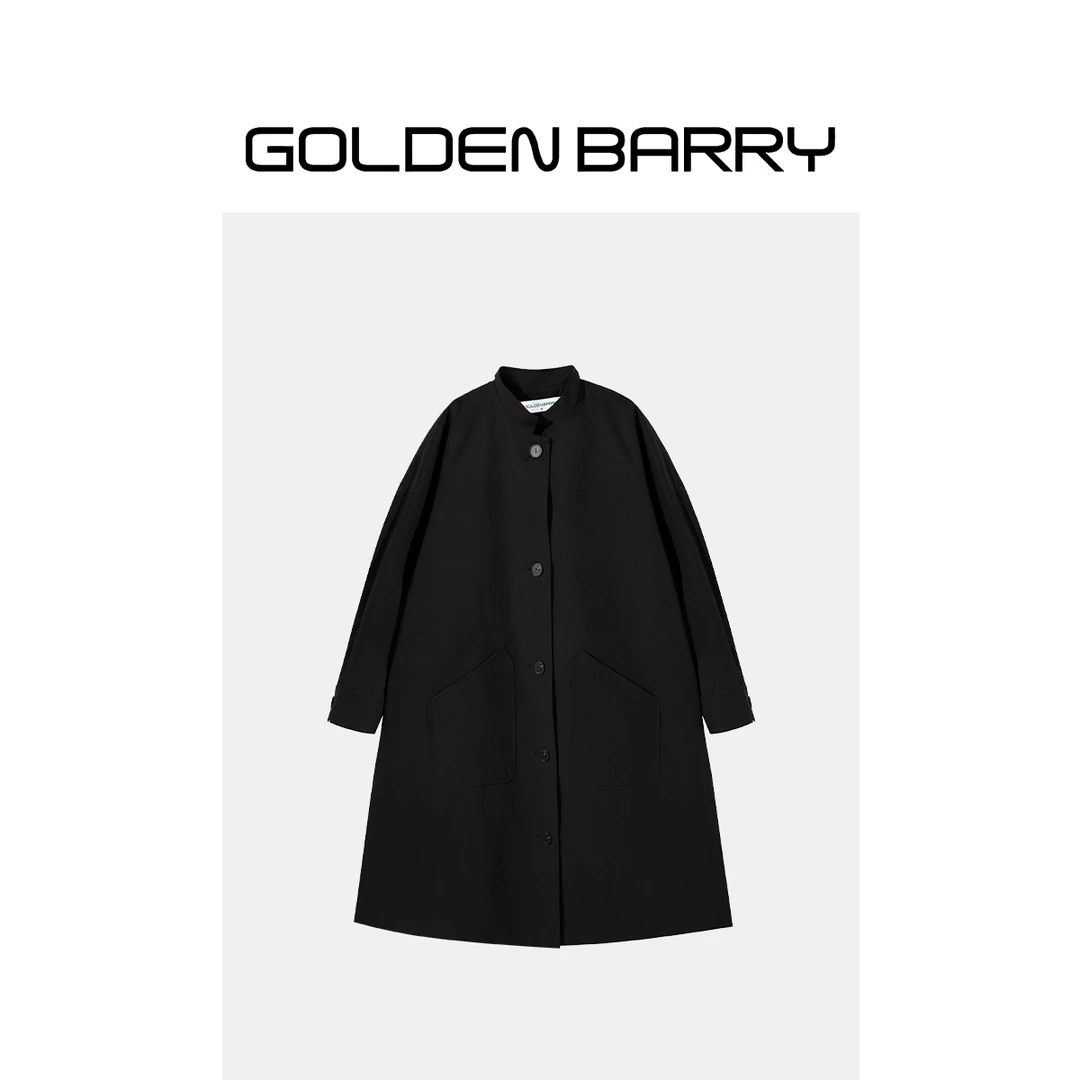 GOLDENBARRY|110039大码宽松洋气潮流韩系阔型风衣外套休闲百搭