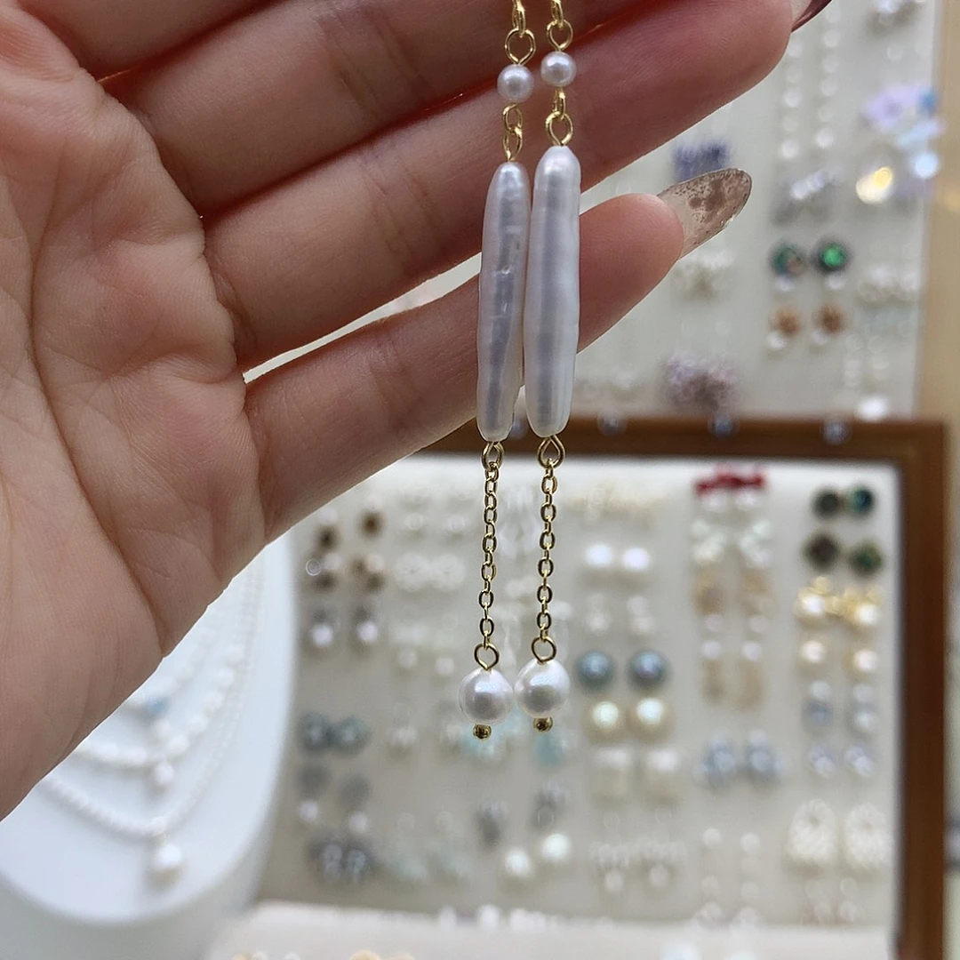 银S925镶嵌耳饰淡水珍珠