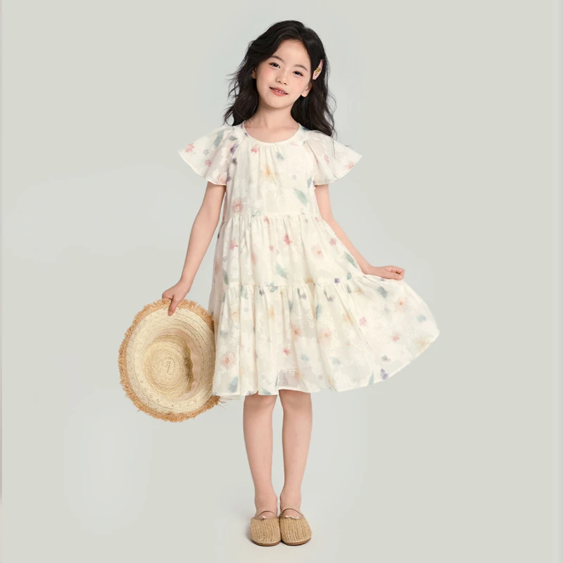 女童连衣裙夏季新款儿童裙子甜美可爱女童彩色碎花连衣裙吸湿透气