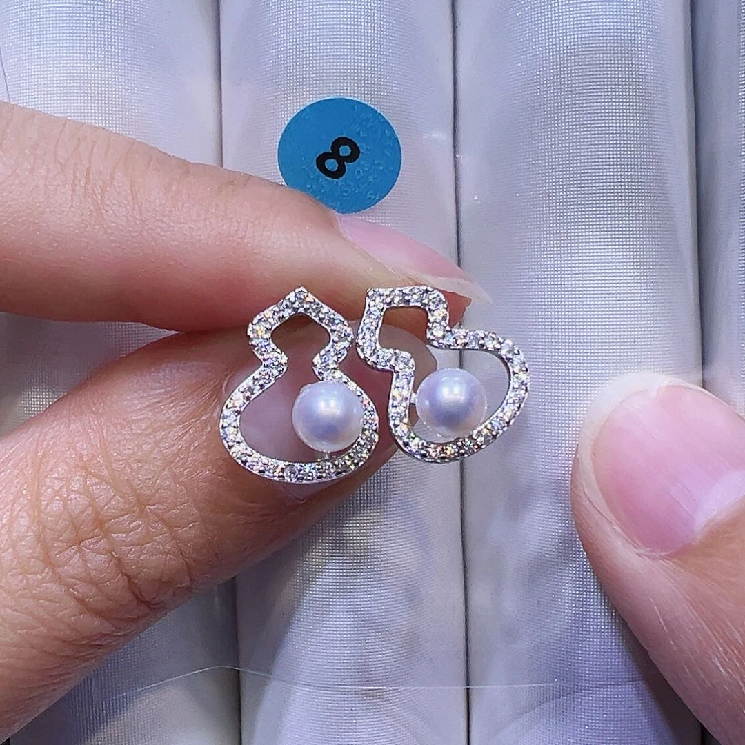 银S925镶嵌淡水珍珠耳饰