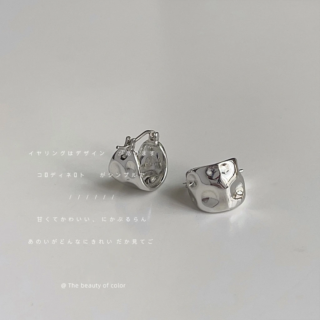 铜合金亚克力耳饰 甜酷风不规则凹凸面几何耳扣简约气质百搭个性