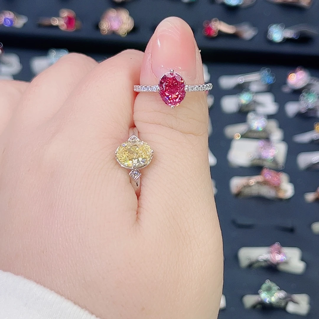 莫桑石非金属SH K白微镶鸽子蛋-21（换如图黄冰花）