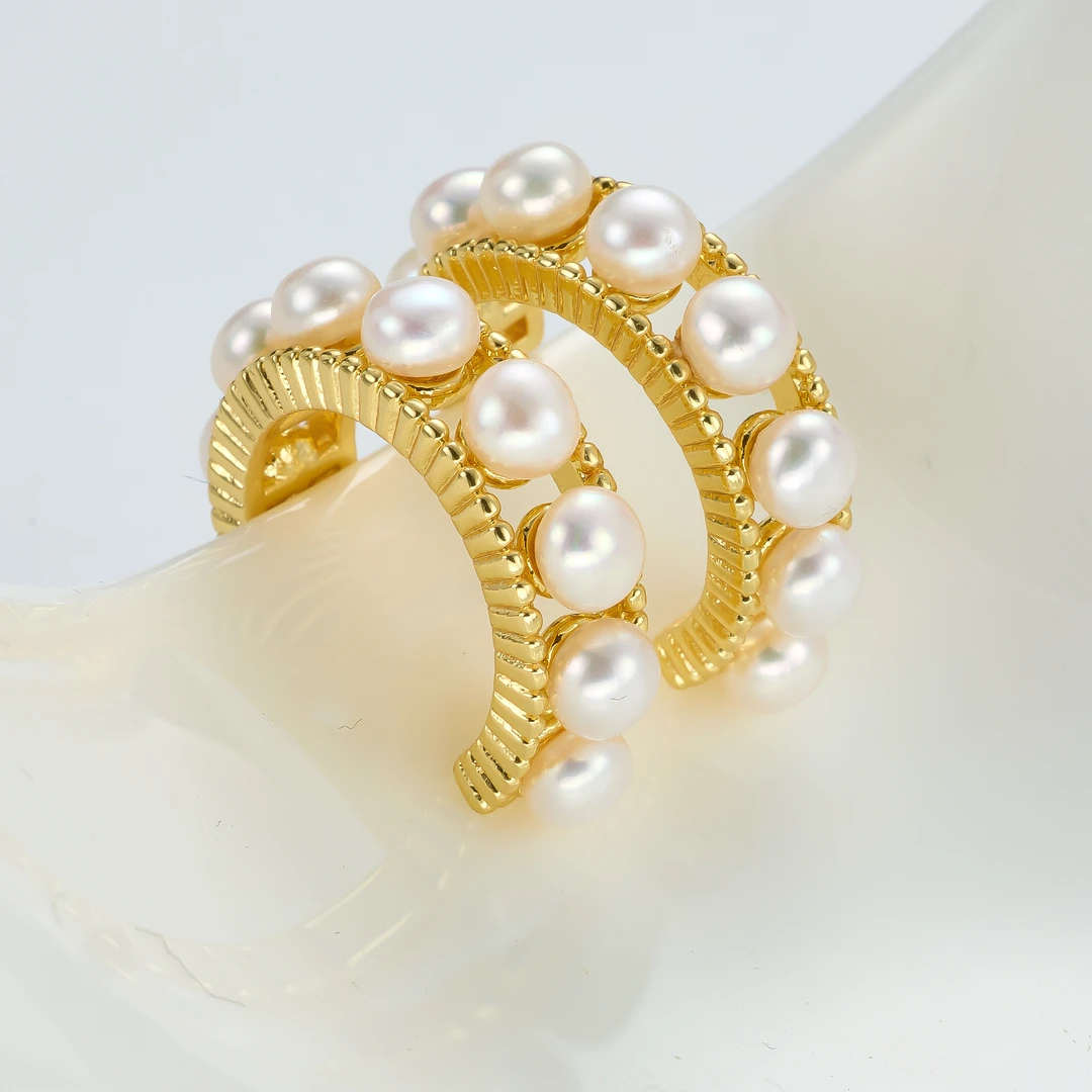 【夕汐定制】天然淡水白色baby珠多珠珍珠耳环4-5mm/XA-31205