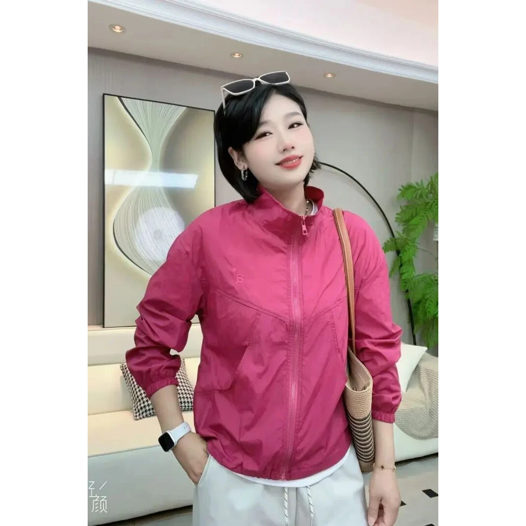 夏季防晒服女皮肤衣轻薄插肩袖短外套立领防晒短款