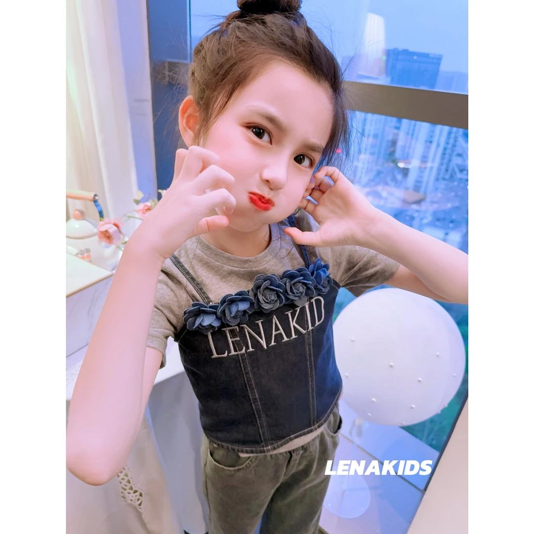 Lenakids【年中狂欢】【花花牛仔设计感高定套装】时髦女宝25032701