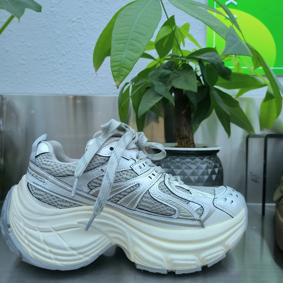 小个子增高真皮复古老爹鞋时尚百搭透气网面