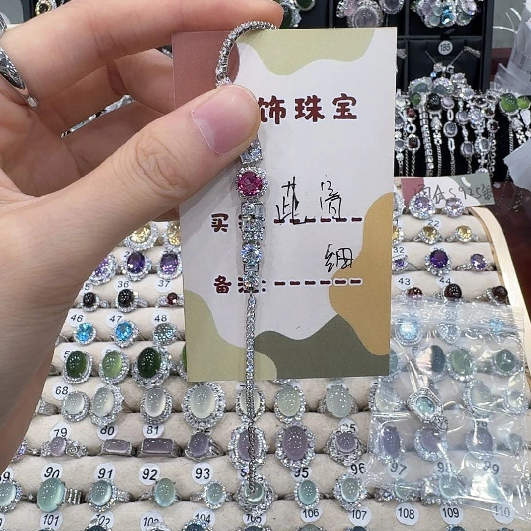 水晶银S925镶嵌手链手链