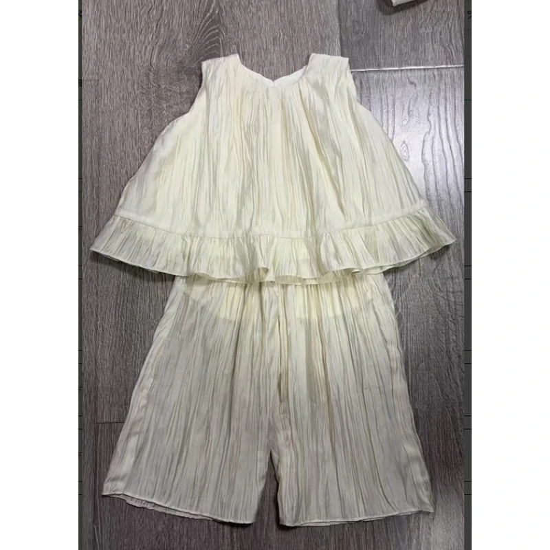 晶晶家【现发】白色套装儿童套装春夏新款女童阔腿裤两件套女 IS403