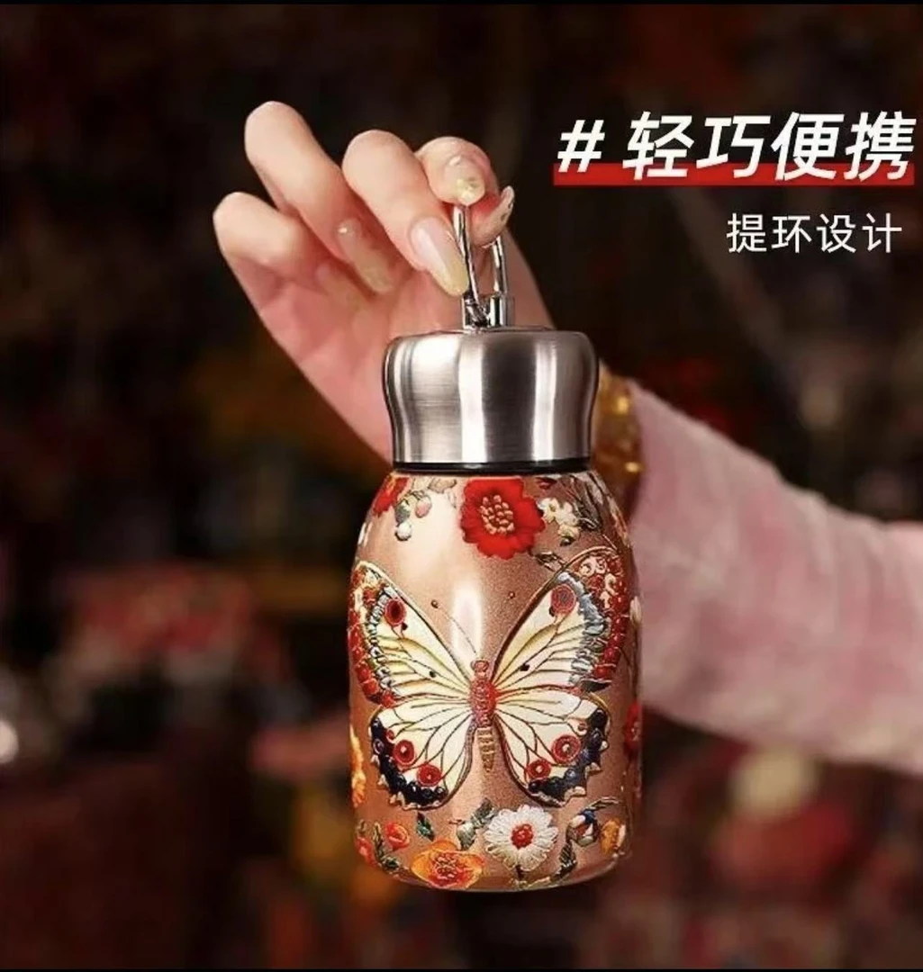 国潮小胖丁保温杯户外提环迷你口袋杯车载随手杯w