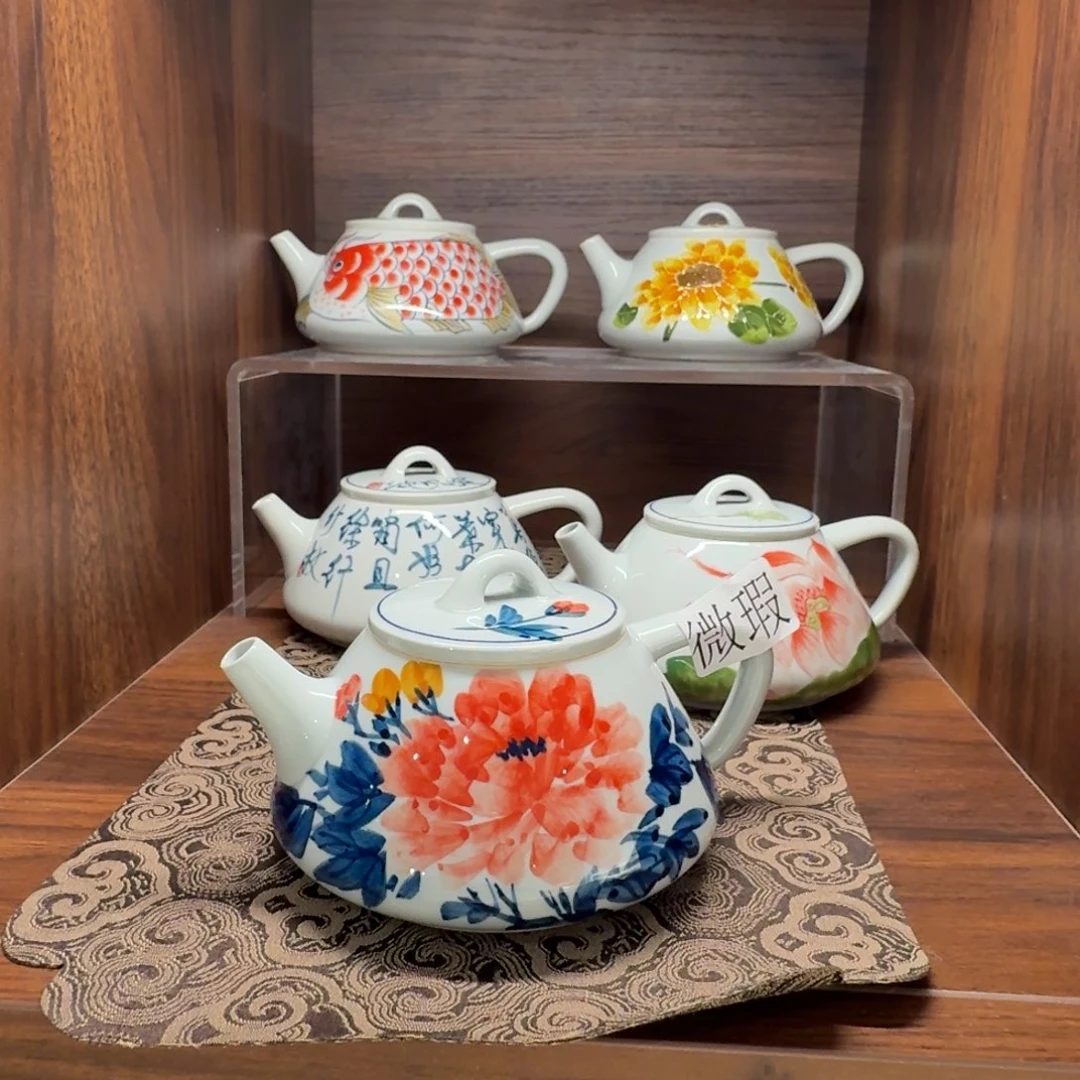 釉下手绘茶具微瑕