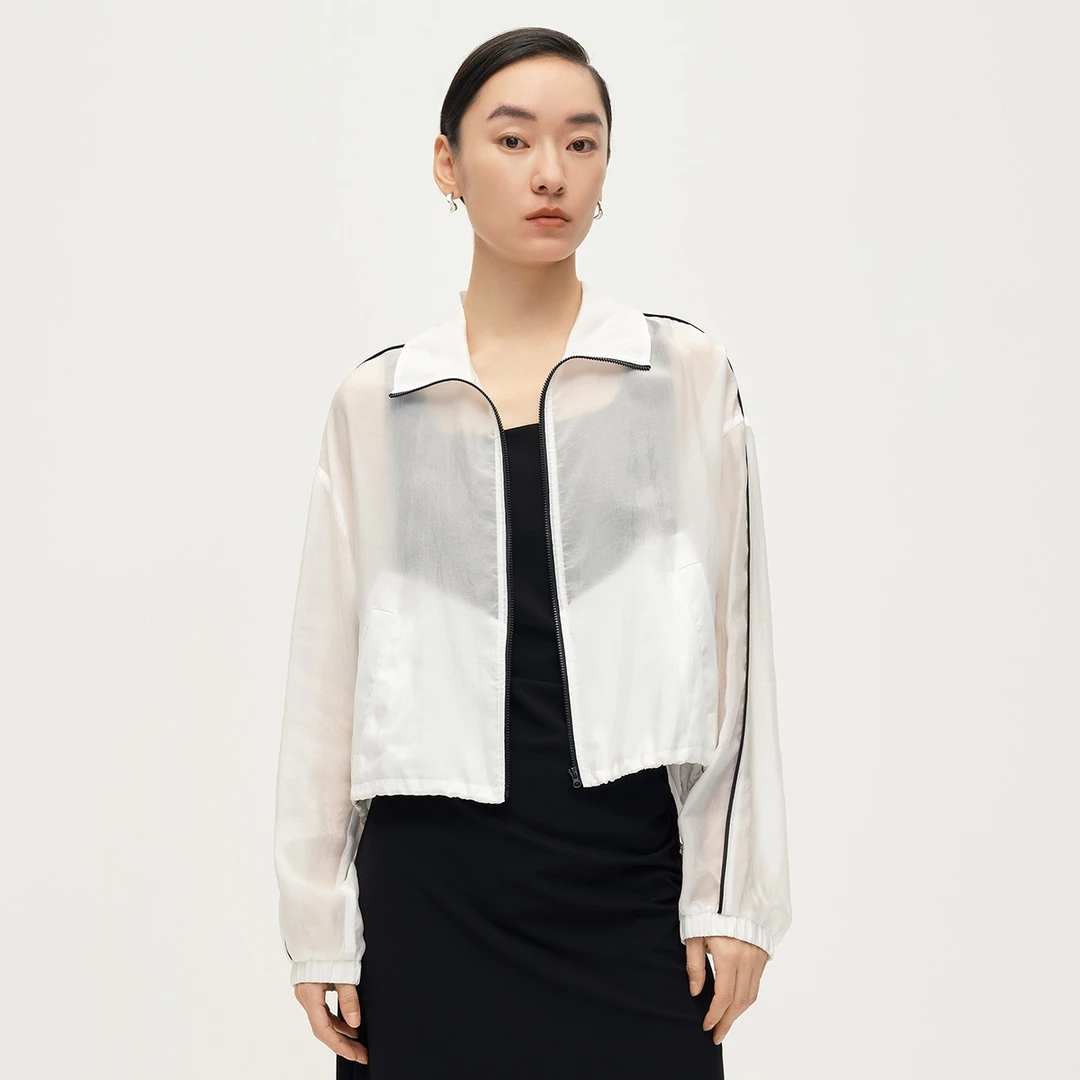 【达人专属】夏季新款轻薄时尚微透运动风短款外套女上衣G111252