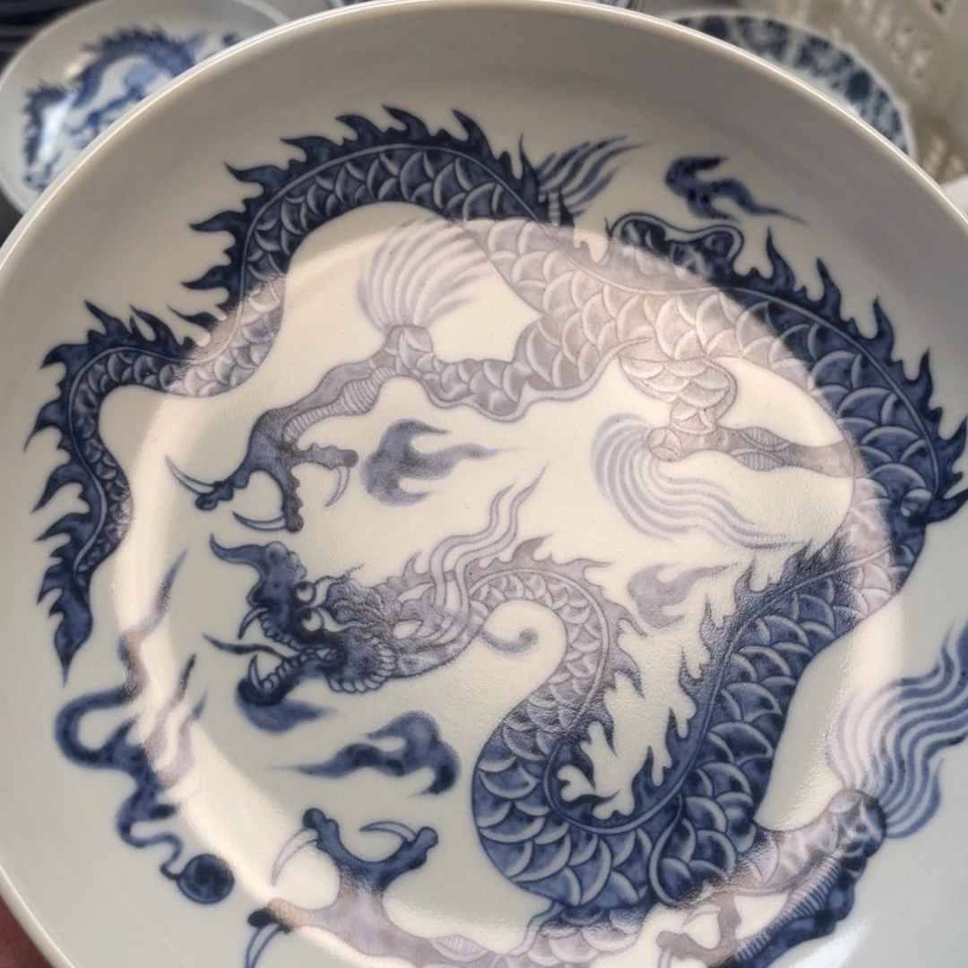 瓷片景德镇青花铠甲龙大壶承