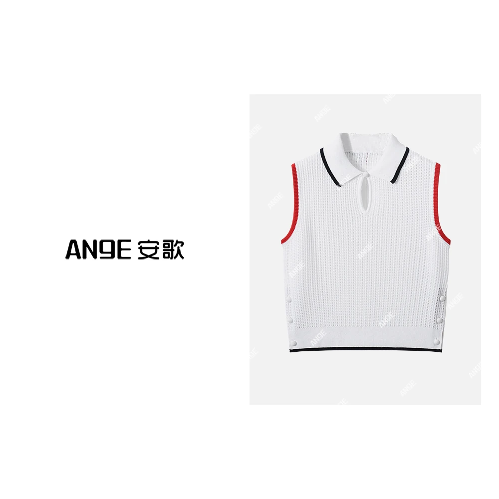 ANGE SUNNY【学院风针织Polo衫】夏季新品 时尚青春流行 女针织上衣