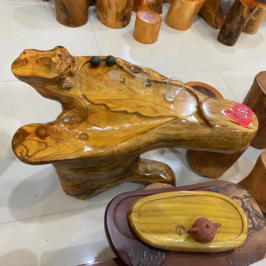 105-48-65不上楼茶桌根雕茶桌原木家用实木树根茶桌茶几
