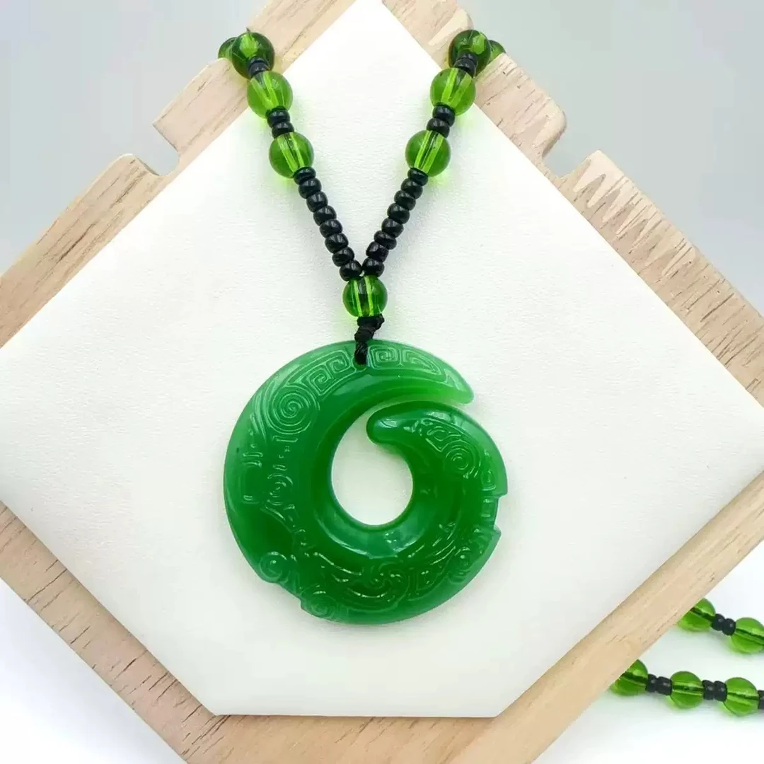 时尚百搭碧绿时来运转牌国风情侣吊坠男女通用挂坠076