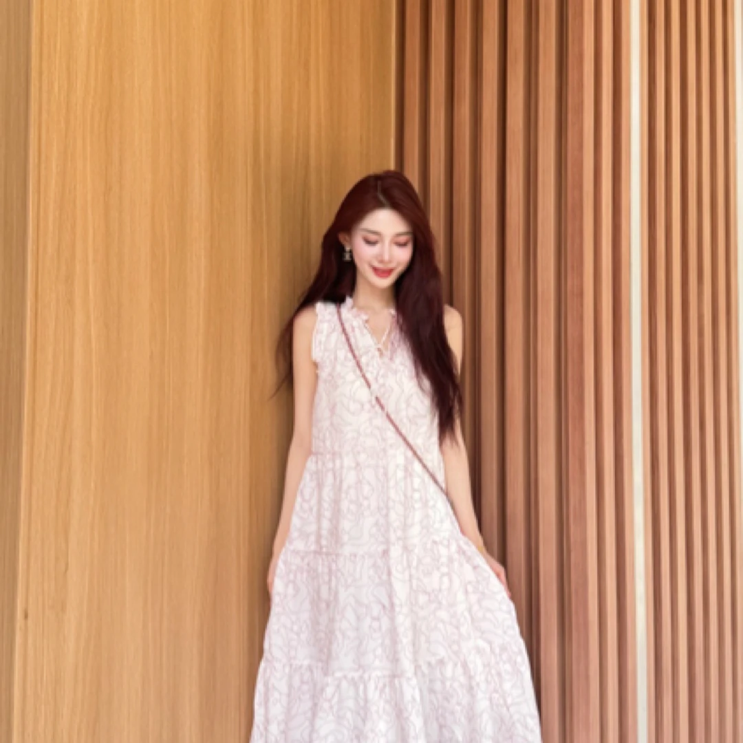 GIRDEAR/哥弟「晨露玫瑰」法式浪漫度假连衣裙哥弟半身裙1500497