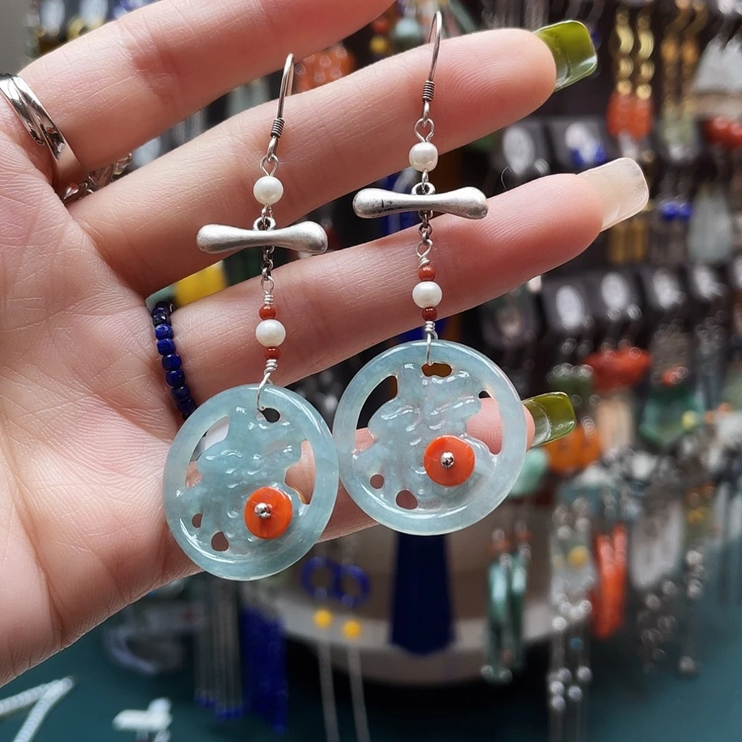 翡翠未镶嵌耳饰饰品