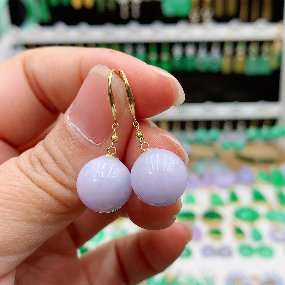 翡翠耳饰18K金镶嵌的