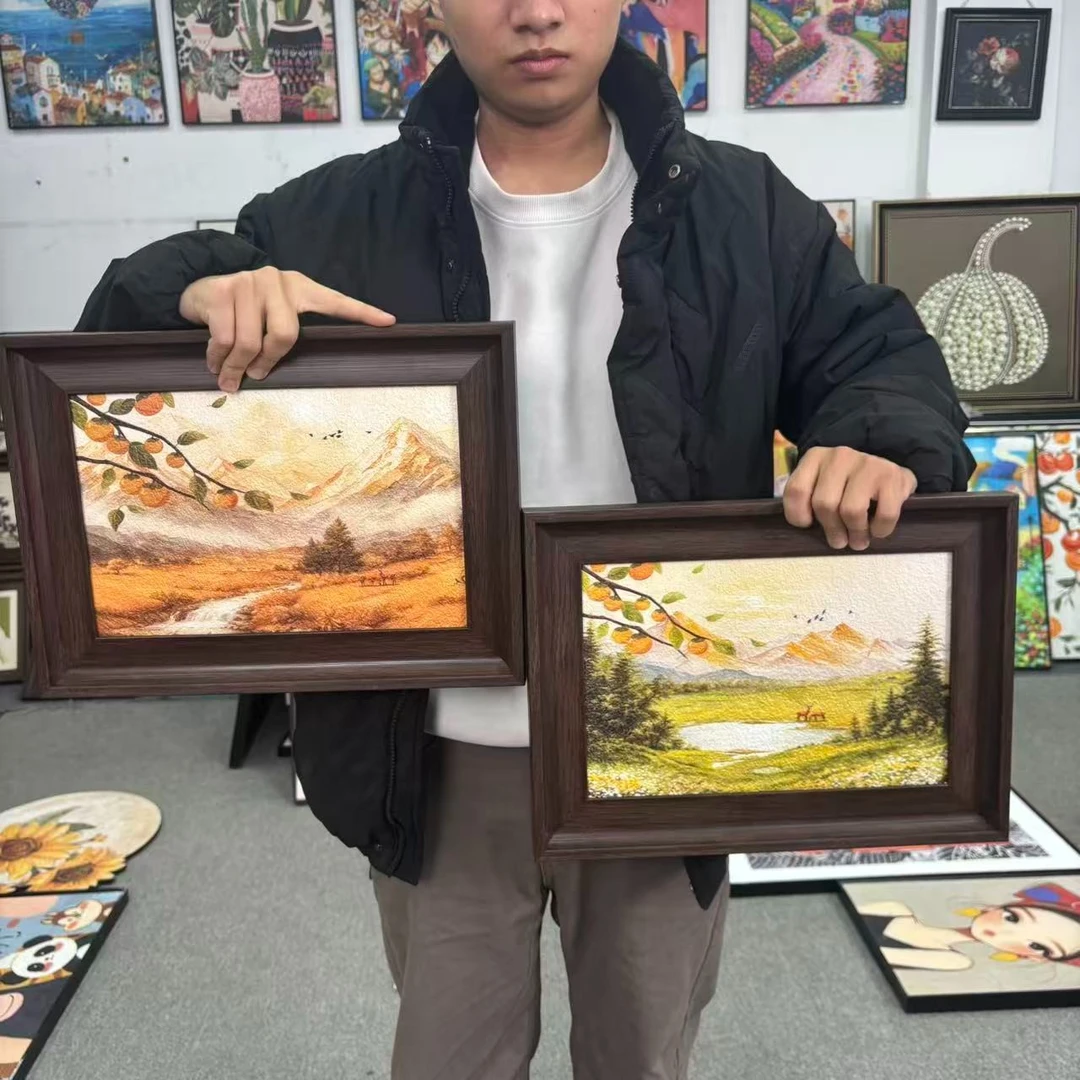 法式轻奢柿柿如意横版装饰画客厅餐厅沙发背景墙3040