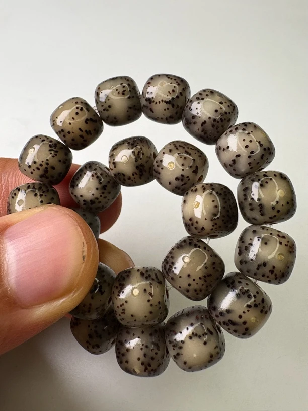 【通体留白黑冰】星月菩提黑冰10X11桶珠手串冰透密度高月留白