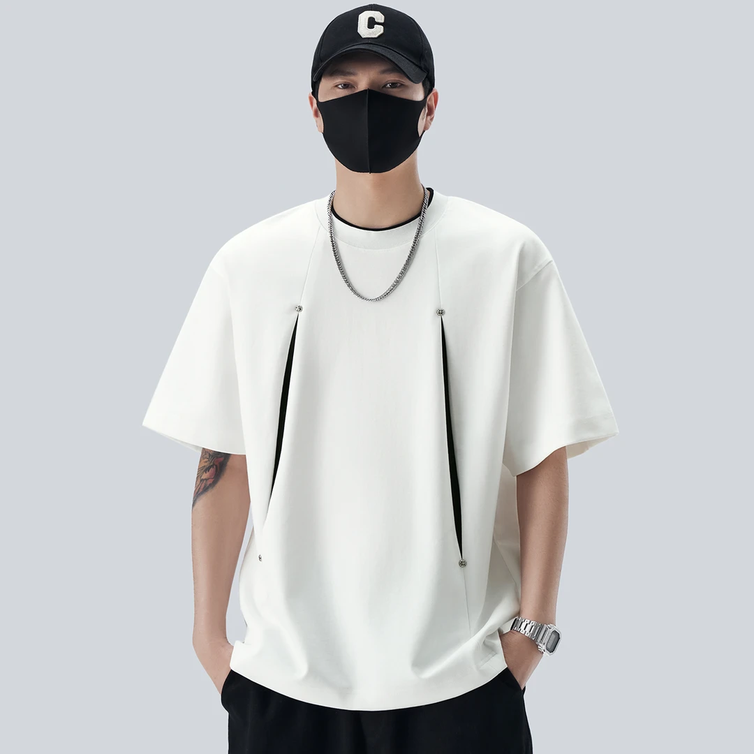 设计师短袖男T恤夏季新款慵懒风高级感男装休闲百搭男士半袖体恤