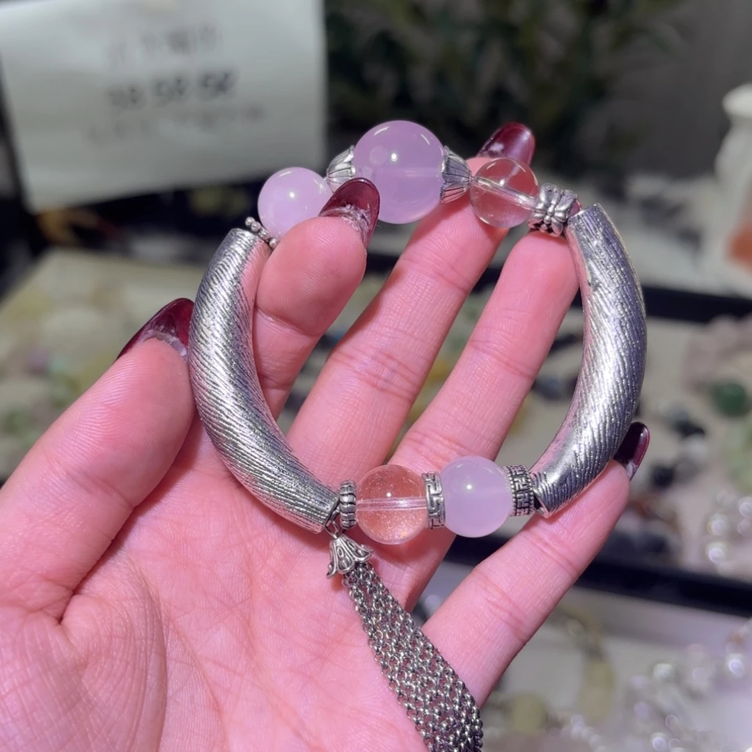 银S925镶嵌烟晶手链