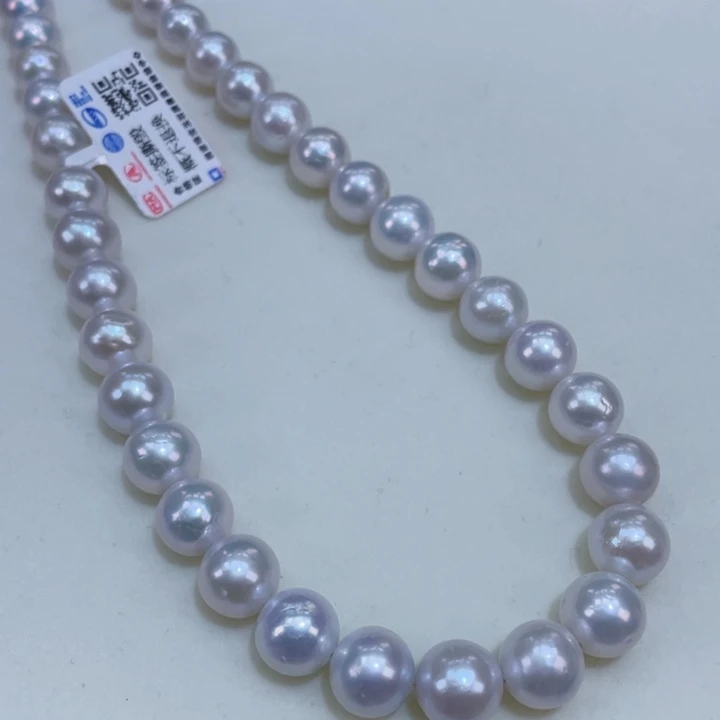 淡水珍珠8.5/10正圆爆亮炫彩银S925镶嵌