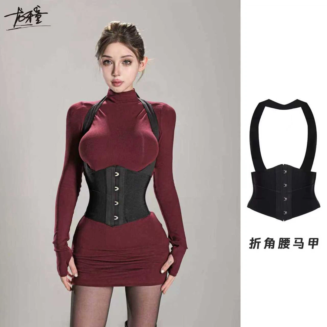 龙牙童推荐【折角腰马甲】显瘦法式鱼骨无痕腰封高弹绷带束腰沙漏腰