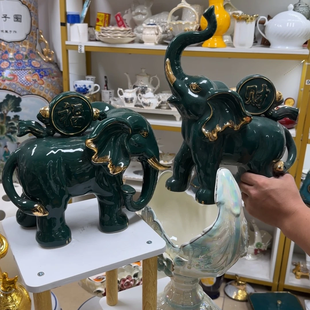王***妈瓷片陶瓷工艺花瓶摆件