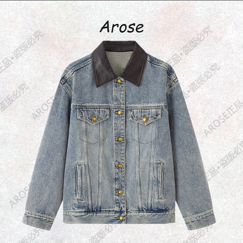 【AR0SE•正品】秋季上新女短外套短款休闲牛仔水洗上衣复古外套3046