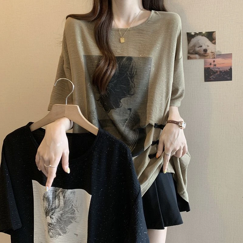 2025夏季新款大码女装宽松显瘦遮肉短袖T恤女士中国风半袖上衣潮